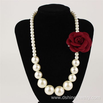 White Simple Flower Imitation Pearl Necklace For Children